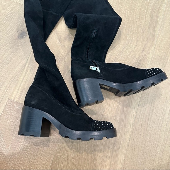 Sigerson Morrison Gemma Boot Over the Knee Suede Black Whimsigoth Gothic Gremlin - Picture 12 of 16